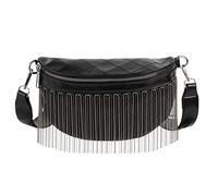 MEGAUK Piccolo marsupio moderno con nappa, cinturino rimovibile in similpelle PU, da donna, 07597 Nero, taglia unica, PUNK