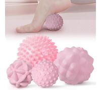 MEGAVOW 4 Pezzi Pallina Massaggio Piede Set, Palla Riccio per Massaggi Muscolare, Massaggio Punto di Trigger, Spiky Ball Massaggio Schiena Gambe Piedi Mani, Rosa