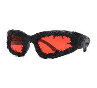 MEGAVOW Uomo Occhiali da Sole Punk, Gotico Moda Hip-hop Occhiali da Sole Decorativi Fatti a Mano, Futuristici Stilizzati Festa Tecno, per Halloween Partito Outfit Quotidiano Styling, Rosso