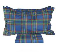 megawebstore Parure Copripiumino 100% cotone Sacco Matrimoniale 2 Piazze (scozzese blu)