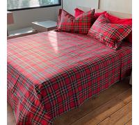 megawebstore Parure Copripiumino Sacco Matrimoniale 2 Piazze 100% cotone made in Italy KILT ROSSO