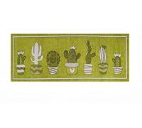 megawebstore Tappeto cucina in ciniglia lavabile e antiscivolo mod. Cactus (verde, 57x190)