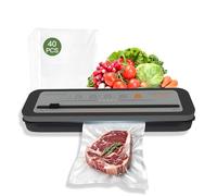 MEGAWISE A01 80KPa - Macchina sottovuoto per alimenti, modalità asciutta e bagnata, design compatto e leggero, con 40 sacchetti sottovuoto pretagliati e tubo sottovuoto per cucina domestica (grigio