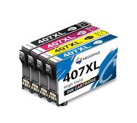 MEGFFICE 407XL - Cartucce d'inchiostro multipack compatibili con Epson 407 XL per stampante Workforce Pro WF-4745DTWF (1 nero, 1 ciano, 1 magenta, 1 giallo, 4 pezzi)