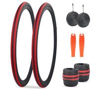 MEGHNA 2 pneumatici per bici da strada, 700 x 35 C, 37 - 622, con protezione contro le forature da 3 mm, 28 pollici, per bici da strada, mountain bike, bici da città (Red Tires, 700 x 35 c)