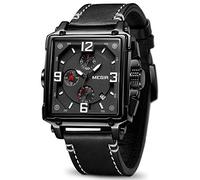 MEGIR ML2061G Cronografo da uomo analogico militare al quarzo luminoso con cinturino in pelle per sport e lavoro
