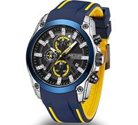 MEGIR ML2144 - Orologio sportivo al quarzo da uomo, con cronografo luminoso, calendario automatico, impermeabile, cinturino in silicone