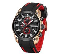 Megir Orologi da uomo casual militare cronografo business sport lavoro quarzo orologio da polso (oro), Cinturino