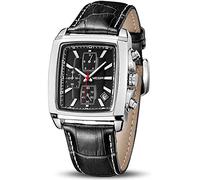 Megir Orologio analogico al quarzo da uomo, con cronografo, luminoso, cinturino in pelle, sportivo, da lavoro, Nero , Cinturino