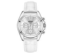 MEGIR Orologio da Donna Cronografo Analogico al Quarzo con Cinturino in Pelle Impermeabil (2114 Bianco)