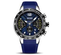 MEGIR - Orologio sportivo da uomo, alla moda, casual, con cronografo, impermeabile, al quarzo, con visualizzazione del calendario, cinturino in silicone, colore: blu 2106blu
