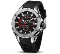 Megir sport da uomo, movimento al quarzo cronografo calendario militare silicone Band orologi Silver/Black