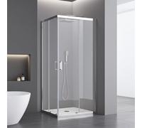 Megistore Box Doccia Angolare, Vetro Temperato Trasparente 6mm, 2 Porte Scorrevoli, Profili Cromati, Altezza 195 cm, Chiusura Magnetica (70x120)