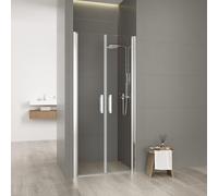 Megistore | Box Doccia Saloon Doppia battente per nicchia trasparente 6mm in cristallo temperato porta con maniglie e profili cromati reversibile h195 (Trasparente, 100cm)