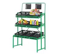 MegLob 1 Set Di Scarpetta Al Dettaglio, Supporto Per Verdure Di Frutta Commerciale, Supporto Per Cesti Di Stoccaggio Di Verdure Di Grande Capacità Per Negozi,E