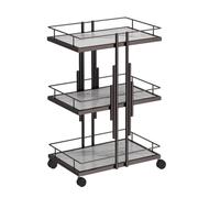MegLob Carrello Per Estetista in Metallo, Moderno Carrello Per Salone Di Bellezza in Ferro Con Ruote, Carrello Portautensili Per Estetista Con Ruote, Per Spa Resort/Barbiere,Nero