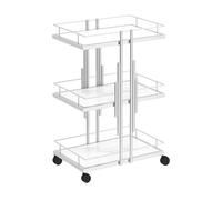 MegLob Carrello Per Estetista in Metallo, Moderno Carrello Per Salone Di Bellezza in Ferro Con Ruote, Carrello Portautensili Per Estetista Con Ruote, Per Spa Resort/Barbiere,Bianca