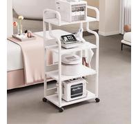 MegLob Carrello Per Salone Di Bellezza, Carrello Mobile Per Trattamenti Viso A Più Livelli, Carrello Organizer in Metallo Per Estetista, Carrello Mobile Per Postazione Di Lavoro Estetica,White 4 tier