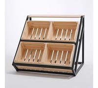 MegLob Cesto Di Frutta A Buffet, Tavolo Da Cesto in Legno Pesca Per Frutta E Verdure, Organizzatore Di Frutta Isola Della Cucina Per La Casa Rustica,A with 4 high boxes