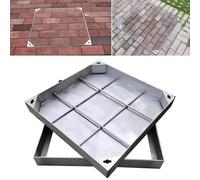 MegLob Coperchio E Telaio per Tombino Invisibili, Coperchio per Fossa Settica Quadrato Incassato con Base, Coperchio per Bacino Fognario in Acciaio Inossidabile Resistente al Carico,40 * 40cm