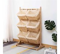 MegLob Espositore Per Cestini Di Frutta E Verdura, Espositore Per Snack Da Terra Con Struttura in Legno Massello, Organizer Per Fiori Secchi Per Negozi Di Fiori, Cestino A Scatto,A