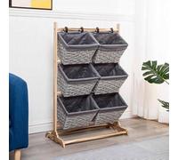MegLob Espositore Per Cestini Di Frutta E Verdura, Espositore Per Snack Da Terra Con Struttura in Legno Massello, Organizer Per Fiori Secchi Per Negozi Di Fiori, Cestino A Scatto,D