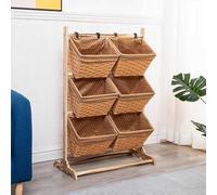 MegLob Espositore Per Cestini Di Frutta E Verdura, Espositore Per Snack Da Terra Con Struttura in Legno Massello, Organizer Per Fiori Secchi Per Negozi Di Fiori, Cestino A Scatto,C