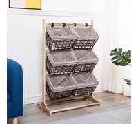 MegLob Espositore Per Cestini Di Frutta E Verdura, Espositore Per Snack Da Terra Con Struttura in Legno Massello, Organizer Per Fiori Secchi Per Negozi Di Fiori, Cestino A Scatto,B