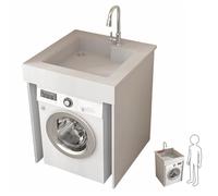 MegLob Lavatrice Multifunzionale 2 in 1 E Mobile Sottolavabo Con Rack Per Asciugatrice Per Carichi Pesanti E Ripiani Aperti Sopra Il Lavabo, Lavanderie, Locali Tecnici, Ingressi,B 70 * 60cm