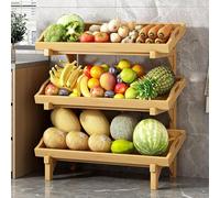 MegLob Pianto Di Esposizione Del Cesto Di Frutta Per Cucina, Supporto Per Il Display Al Dettaglio Compatto, Ripiano Di Scarpe Da Esposizione Del Cesto Vegetale,Light 3 tier 55cm