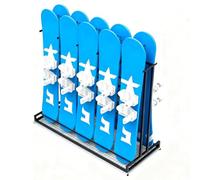 MegLob Portaoggetti per Snowboard su Doppio Lato, Espositore per Sci Mobile Commerciale, Supporti da Pavimento per Organizer per Shortboard E Longboard di Grande capacità, può Contenere 10 Snowboard