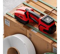 MegLob Reggiatrice Elettrica, Macchina Per Fascettatura Semiautomatica Portatile Da 4300 N, Kit Tenditore Per Imballaggio Pressa Portatile Per Magazzino,2 batteries