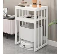 MegLob Scaffale Per Robot Aspirapolvere Aperto, Ripiano Per Armadio in Metallo Con Supporto Per Robot, Armadietto Nascosto Per Robot Aspirapolvere, Tavolino A 2 Livelli Per Robot Aspirapolvere,Bianca