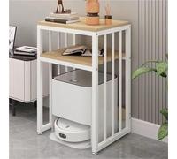 MegLob Scaffale Per Robot Aspirapolvere Aperto, Ripiano Per Armadio in Metallo Con Supporto Per Robot, Armadietto Nascosto Per Robot Aspirapolvere, Tavolino A 2 Livelli Per Robot Aspirapolvere,Wood