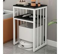 MegLob Scaffale Per Robot Aspirapolvere Aperto, Ripiano Per Armadio in Metallo Con Supporto Per Robot, Armadietto Nascosto Per Robot Aspirapolvere, Tavolino A 2 Livelli Per Robot Aspirapolvere,Nero