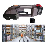 MegLob Solida Reggiatrice Elettrica, Pressa Per Balle Elettrica Portatile Per Scatole E Pallet, Reggiatrice Industriale in PP PET, Reggiatrice Per Imballaggi Ad Alta Velocità,1 battery