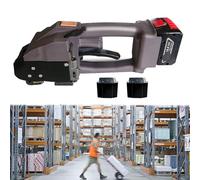 MegLob Solida Reggiatrice Elettrica, Pressa Per Balle Elettrica Portatile Per Scatole E Pallet, Reggiatrice Industriale in PP PET, Reggiatrice Per Imballaggi Ad Alta Velocità,2 batteries