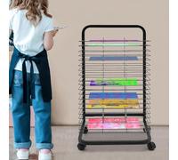 MegLob Stendibiancheria Mobile Per Opere D'arte, Carrello Portaoggetti Con Ruote Per Opere D'arte, Materiale Per L'aula, Scala Per Pittura Portatile E Salvaspazio Per Aule,35 tiers