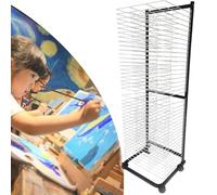 MegLob Stendibiancheria Mobile Per Opere D'arte, Stendibiancheria in Acciaio Con 4 Ruote, Stendibiancheria Per Aule E Studi D'arte, Stendibiancheria Per Opere D'arte in Studio,40 tiers