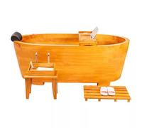 MegLob Vasca da Bagno Deluxe in Legno Massello, Vasche da Bagno Ovali in Legno Indipendenti dal Design Contemporaneo, Vasca da Bagno in Rovere Massello per Centro Benessere di Lusso,140cm/55.12in