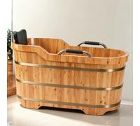 MegLob Vasca Da Bagno SPA Ad Immersione Profonda in Legno Massello in Stile Giapponese,Dotata Di Scarico Scomparsa E Sedili in Legno Massiccio Integrati Sia All'interno Che All'esterno,1m/3.3ft
