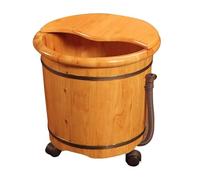 MegLob Vasca Per Pediluvio in Legno Con Coperchio, Vasca Portatile Per Pediluvio Profondo, Secchio Per Pediluvio Mobile Per Adulti, Vasca Per Pediluvio SPA Per La Casa Per Pediluvio,30cm