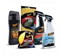 MEGUIARS,KIT INTERNI IN PELLE,5 PEZZI, PER LA CURA COMPLETA DI INTERNI AUTO