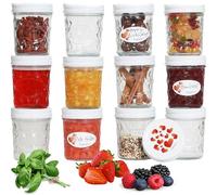megusta!® 16 vasetti per conserve | 200 ml | motivo a diamante | coperchi con motivo a cuore | per marmellata, dessert, herbe, yogurt | cuocere e congelare | + 16 etichette