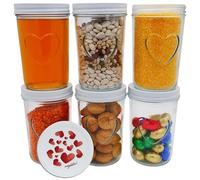 megusta! 6 barattoli per conserve | 500 ml | cuore in vetro | 500 ml | coperchio con motivo a cuori | per marmellate, cetrioli, biscotti | cuocere e congelare