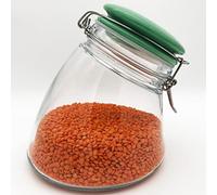 megusta! Barattolo in vetro da 1200 ml | coperchio in ceramica verde | vetro da caffè, cereali, caramelle | ermetico grazie alla chiusura spessa + anello in silicone