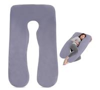 MEGYAD Federa per cuscino gravidanza, a forma di U, per chi dorme sul fianco, fodera di ricambio per cuscino da allattamento Pregnancy, lavabile in lavatrice, 140 x 80 cm (grigio)