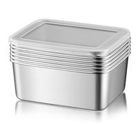 MEGYAD Set di 6 contenitori salvafreschezza con coperchio: 650 ml, contenitore per alimenti in acciaio inox, contenitore salvafreschezza, forno, congelatore, lavastoviglie, cassaforte senza BPA