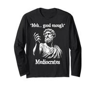 Meh buona Abbastanza Greco mediocrate Divertente Citazione demotivazionale Maglia a Manica
