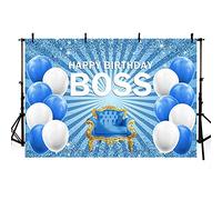MEHOFOND 2,1 x 1,5 m blu ragazzo compleanno sfondo palloncini stelle lampeggianti luce spazio tempo tunnel sfondo boss trono partito fotografia puntelli torta smash tavolo decorazione forniture studio